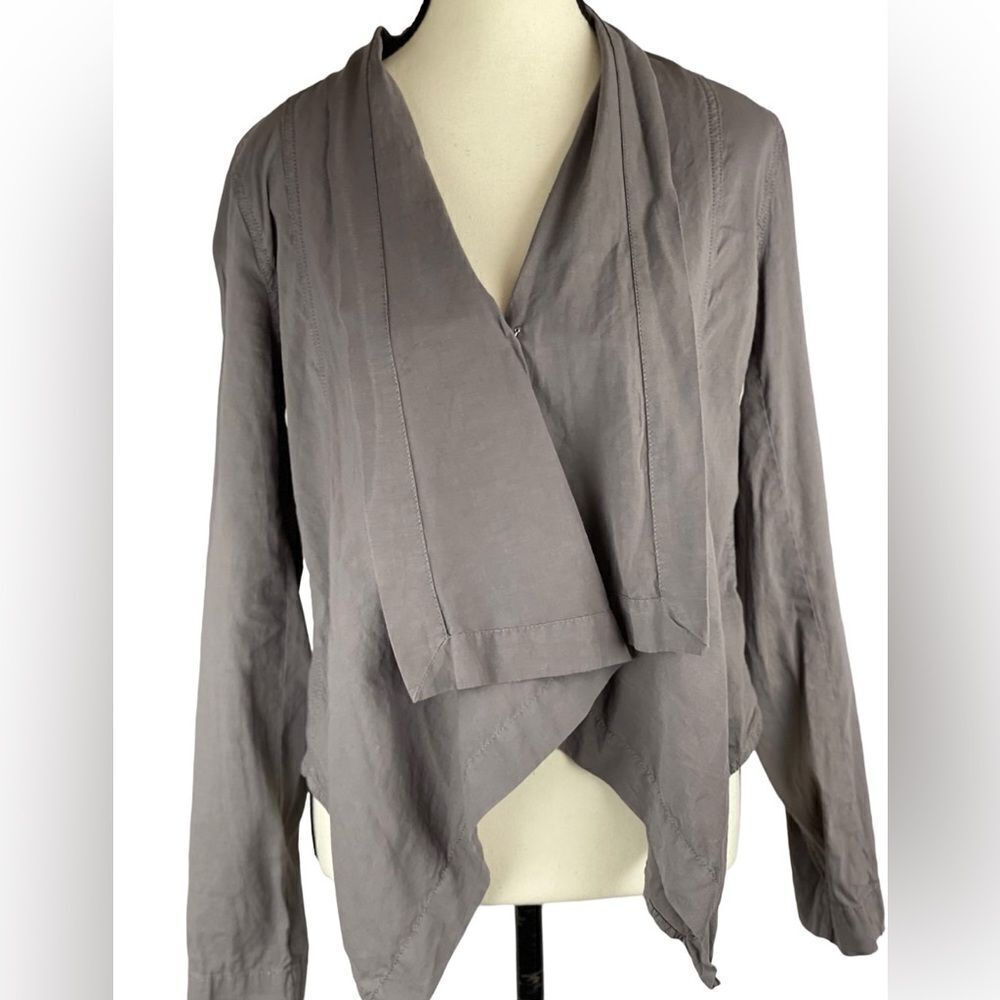 Eileen‎ Fisher linen viscose dapple (gray) cascading open jacket top sz L